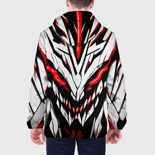 Мужская куртка Красное абстрактное лицо монстра / 3D-Черный – фото 4