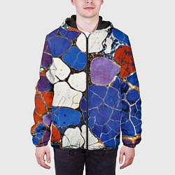 Куртка с капюшоном мужская Потрескавшаяся плитка, цвет: 3D-черный — фото 2