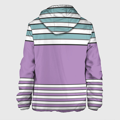 Мужская куртка Горизонтальный полосы сиреневые и зеленые / 3D-Белый – фото 2