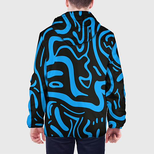 Мужская куртка Хаотичные синие полосы / 3D-Черный – фото 4