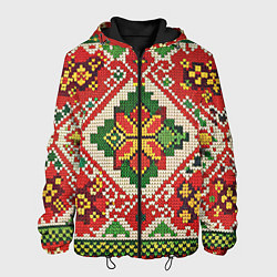 Куртка с капюшоном мужская Классические русские узоры и орнамент, цвет: 3D-черный