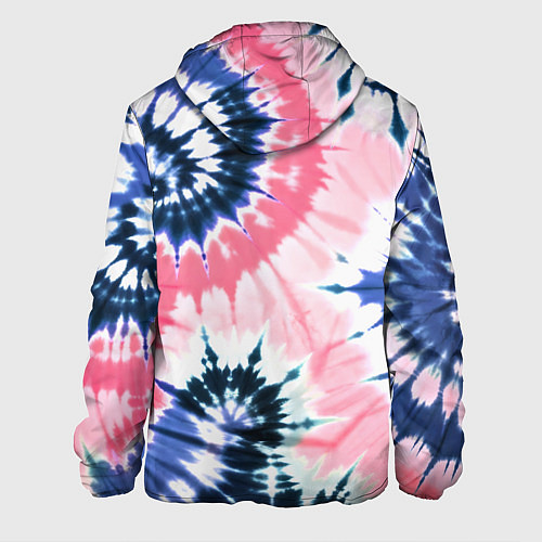 Мужская куртка Розово синий тай дай - разводы краски на белом фон / 3D-Черный – фото 2
