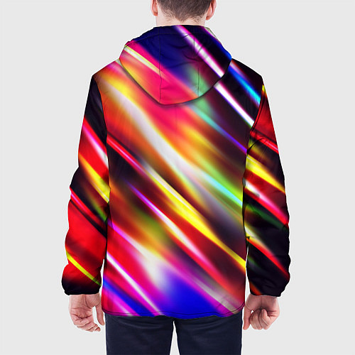 Мужская куртка Неоновая абстракция линии / 3D-Черный – фото 4