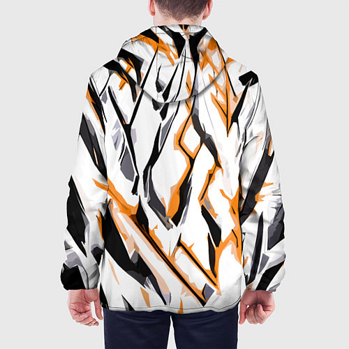 Мужская куртка Чёрно-жёлтые агрессивные полосы на белом фоне / 3D-Черный – фото 4