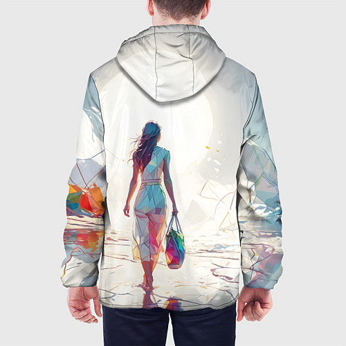 Мужская куртка Девушка на фантастическом пляже / 3D-Черный – фото 4