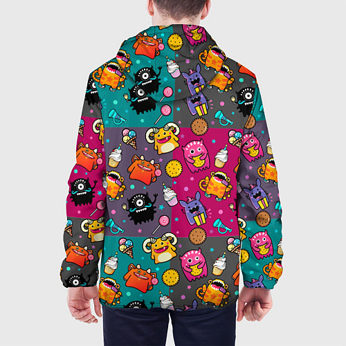 Мужская куртка Монстрики с крошечной едой / 3D-Черный – фото 4