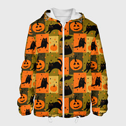Куртка с капюшоном мужская Хэллоуин мозаика, цвет: 3D-белый
