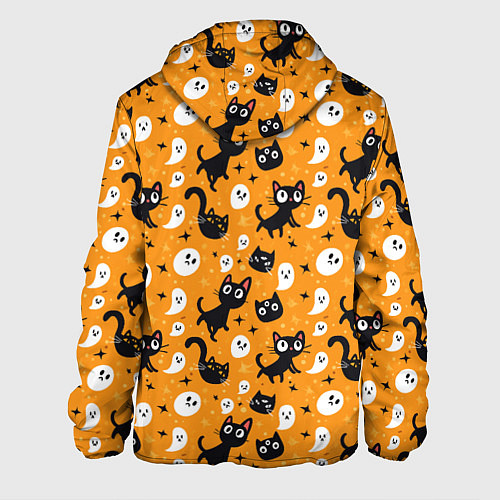 Мужская куртка Паттерн с черными кошками / 3D-Белый – фото 2