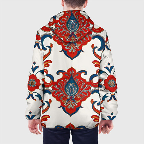 Мужская куртка Узор красно-синий на белом фоне / 3D-Черный – фото 4