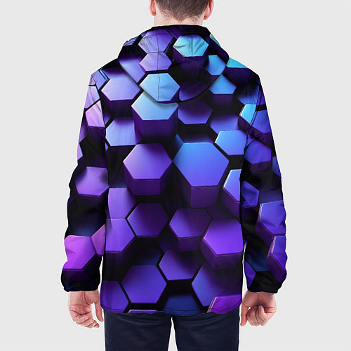 Мужская куртка Абстрактные трехмерные фиолетовые гексагоны / 3D-Черный – фото 4