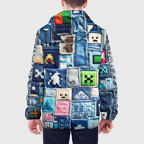 Мужская куртка Minecraft на пэчворк джинсах / 3D-Черный – фото 4