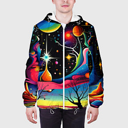 Куртка с капюшоном мужская Необычная планета и космос в стиле Сальвадор Дали, цвет: 3D-белый — фото 2