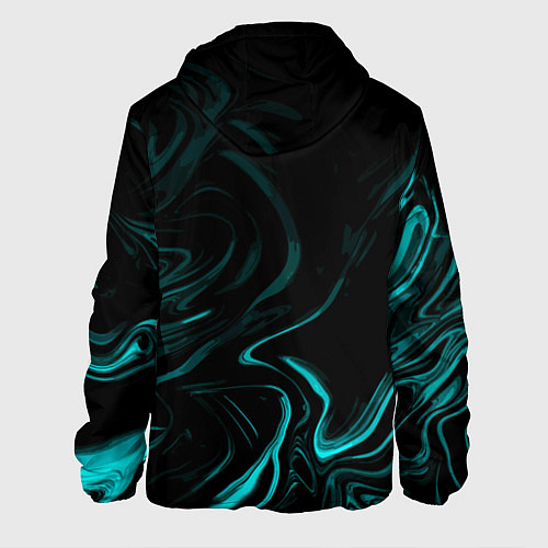 Мужская куртка Чёрный с бирюзовыми разводами абстракция / 3D-Черный – фото 2