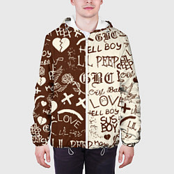 Куртка с капюшоном мужская Lil peep retro pattern, цвет: 3D-белый — фото 2