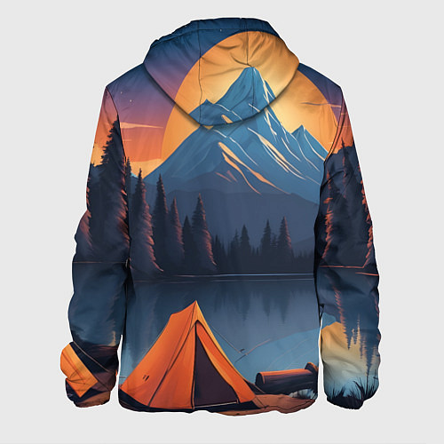 Мужская куртка Палатка на берегу озера / 3D-Белый – фото 2