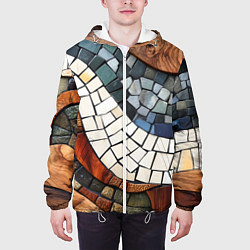 Куртка с капюшоном мужская Плиточная мозайка, цвет: 3D-белый — фото 2