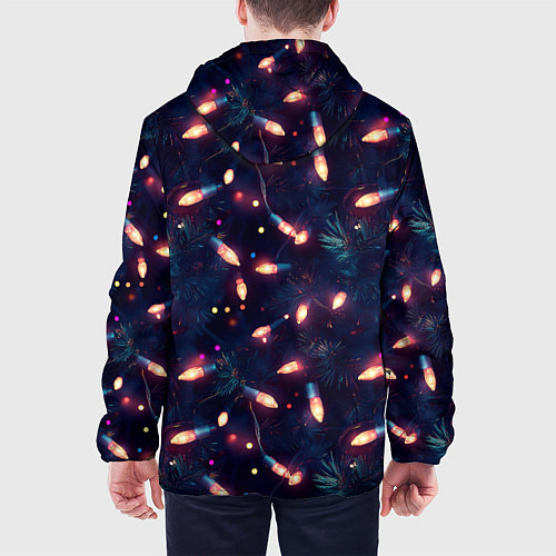 Мужская куртка Паттерн новогодняя гирлянда / 3D-Черный – фото 4