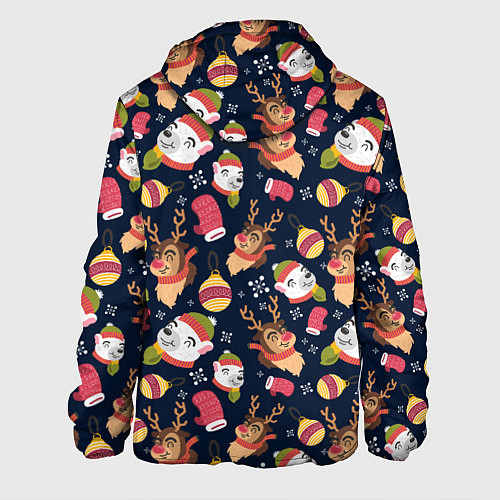 Мужская куртка Новогодний детский паттерн с животными / 3D-Белый – фото 2