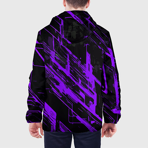 Мужская куртка Purple stripes on a black background / 3D-Черный – фото 4