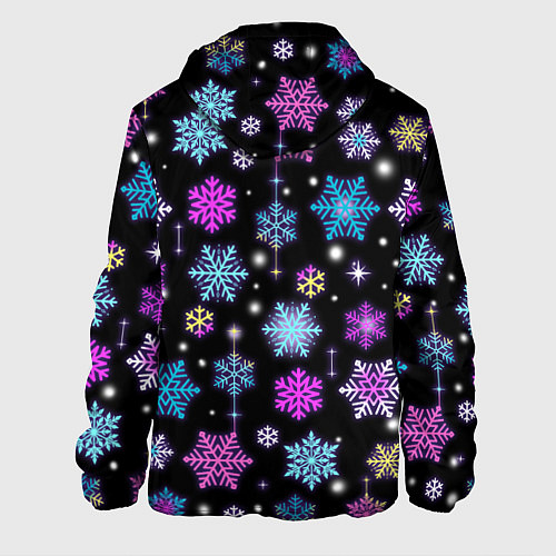 Мужская куртка Разноцветные снежинки / 3D-Белый – фото 2