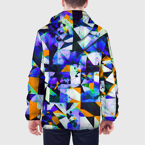 Мужская куртка Жёлто-синяя тревожная абстракция на белом фоне / 3D-Черный – фото 4