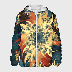 Куртка с капюшоном мужская Оптические узоры фракталы, цвет: 3D-белый