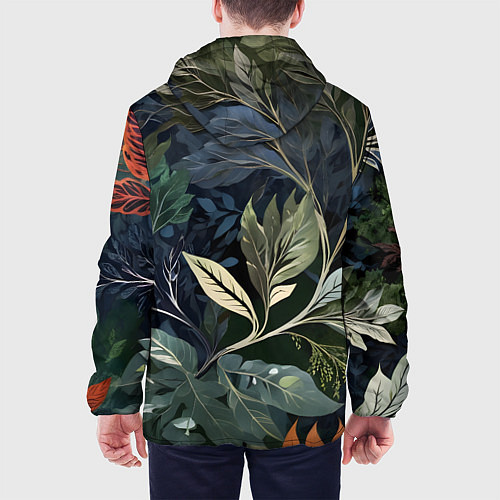 Мужская куртка Объемные листья / 3D-Черный – фото 4