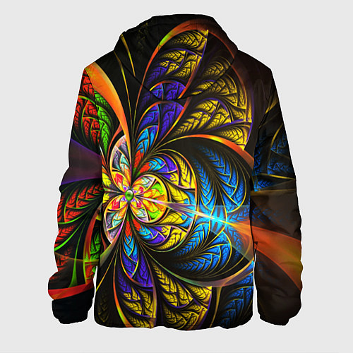 Мужская куртка Фрактальный оптический узор в цвете / 3D-Белый – фото 2