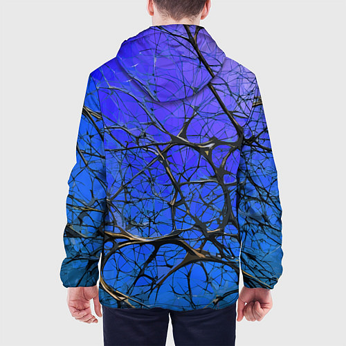 Мужская куртка Чёрные волокна и синий фон абстракция / 3D-Черный – фото 4