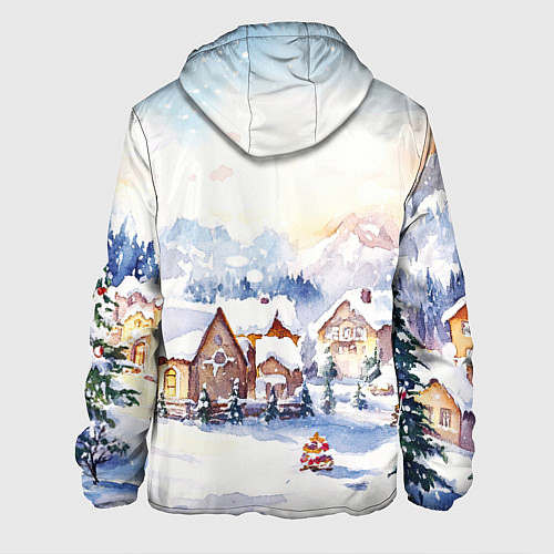 Мужская куртка Новогодний снежный город / 3D-Белый – фото 2