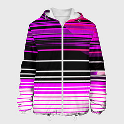 Куртка с капюшоном мужская Разноцветные вертикальные линии, цвет: 3D-белый
