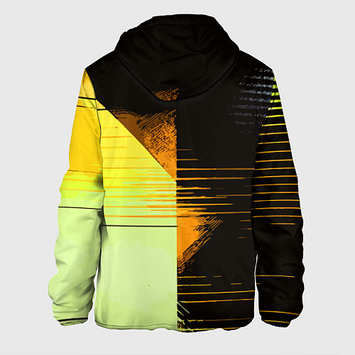Мужская куртка Горизонтальные полосы на чёрно-жёлтом фоне / 3D-Белый – фото 2