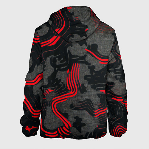 Мужская куртка Камуфляж черный в красную полоску / 3D-Черный – фото 2
