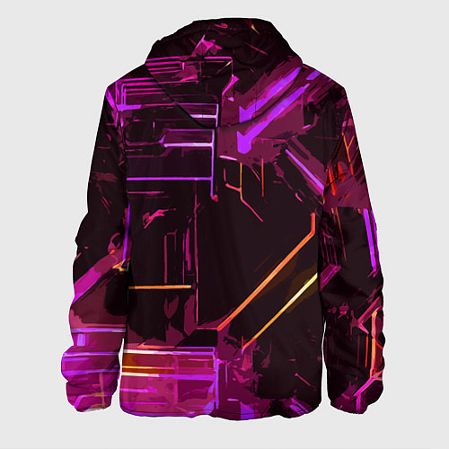 Мужская куртка Жёлто-розовые полосы на чёрном фоне / 3D-Белый – фото 2