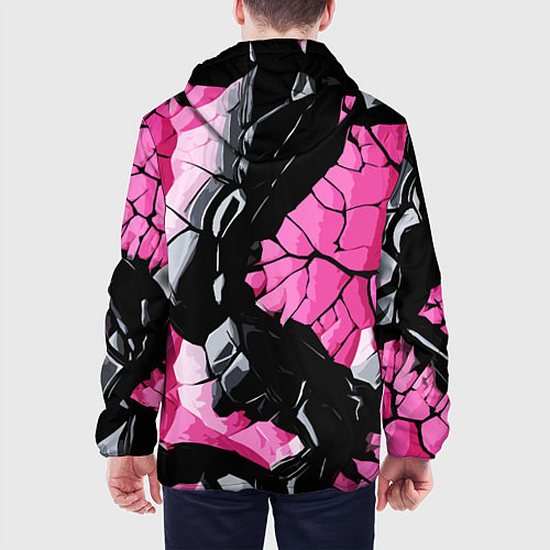 Мужская куртка Чёрные линии на чёрно-розовом фоне / 3D-Черный – фото 4