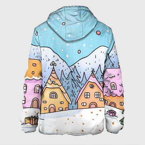 Мужская куртка Новогодние рисованные домики / 3D-Белый – фото 2