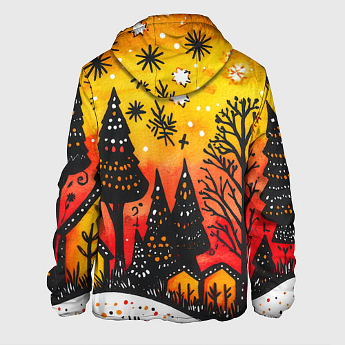 Мужская куртка Елочки на фоне оранжевого неба / 3D-Белый – фото 2