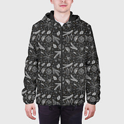 Куртка с капюшоном мужская Новогодние зимние украшения, цвет: 3D-черный — фото 2