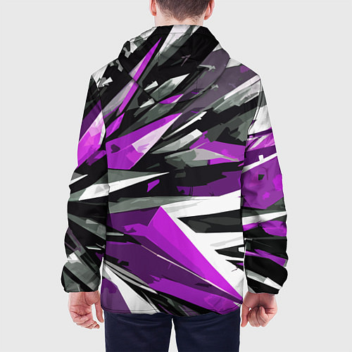 Мужская куртка Чёрно-фиолетово-белая абстракция / 3D-Черный – фото 4