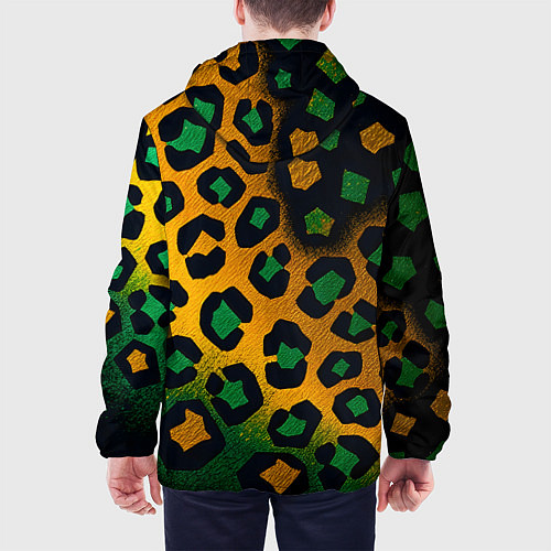 Мужская куртка Зеленые и золотые пятна леопарда / 3D-Черный – фото 4