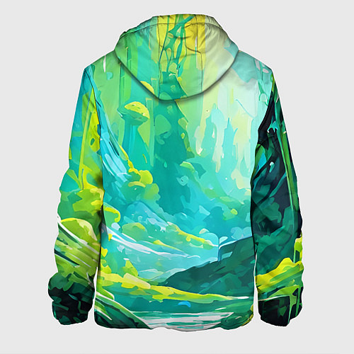 Мужская куртка Зелёная кислотная абстракция / 3D-Белый – фото 2