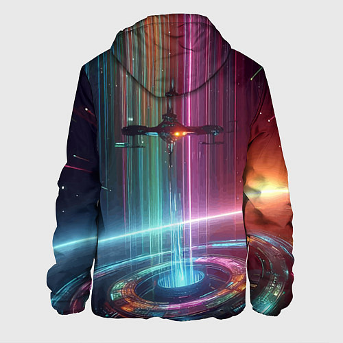 Мужская куртка Spaceship in the neon cosmos - nasa / 3D-Белый – фото 2