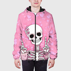 Куртка с капюшоном мужская Скелет-милашка, цвет: 3D-черный — фото 2