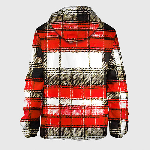 Мужская куртка Чёрные полосы на красно-белом фоне / 3D-Белый – фото 2