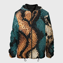Куртка с капюшоном мужская Кожа в змеином стиле, цвет: 3D-черный