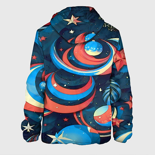 Мужская куртка Абстракция ёлочных игрушек / 3D-Белый – фото 2