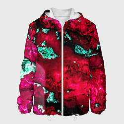 Куртка с капюшоном мужская Абстракция красно-голубая, цвет: 3D-белый