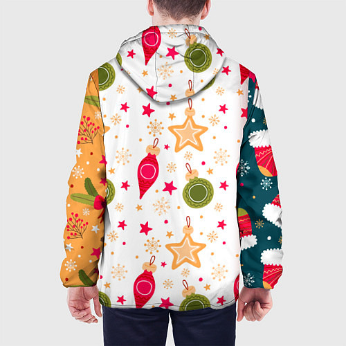 Мужская куртка Новогодние паттерны комбинация / 3D-Черный – фото 4