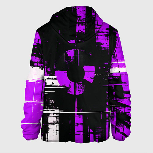 Мужская куртка Фиолетово-белый гранж на чёрном фоне / 3D-Белый – фото 2