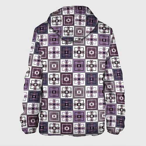 Мужская куртка Серый сиреневый геометрический узор пэчворк / 3D-Белый – фото 2